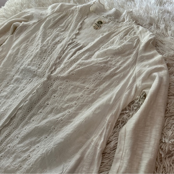 Anthropologie TINY White Eyelet Lace Embroidered Long Sleeve Cardigan Size S - Picture 14 of 16